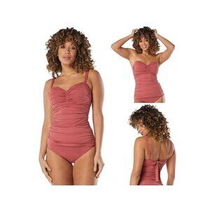 DEFECT Coco Reef Women's Underwire Shirred Bandeau Tankini Top Size 38C $99 C913